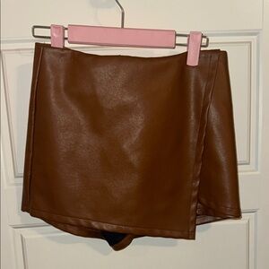 Chocolate Brown Mini Wrap Skorts